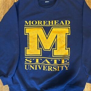 Vintage Morehead State University Blue and Yellow Sweatshirt Size L